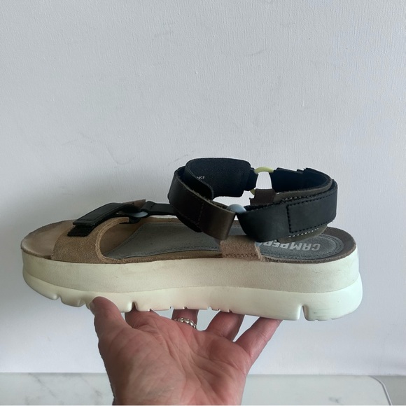 Camper Oruga Up Black Taupe Sandals Women Size 10 - Picture 4 of 15